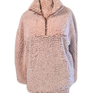 NWT Thread&Supply Hand Sewn Over Sized Sherpa Style Blush Pink and Gray …